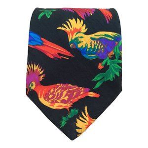SANTOSTEFANO Multicolor Parrot Print Silk Tie Made In Italy 60"-3".3/4 EX COND